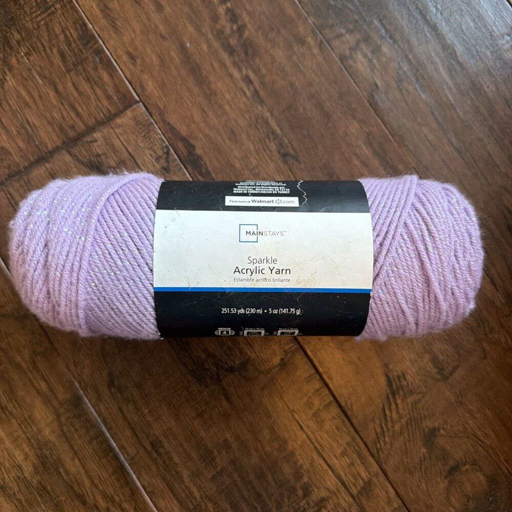 Mainstays 5 Oz Sparkle Acyrilic Yarn Metallic Sweet Violet 1 Skein New